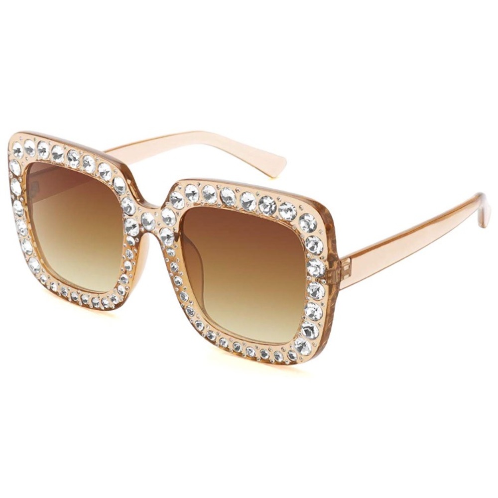 Oversized Sunglasses Square Thick Frame Rhinestone - Picture 8 of 8